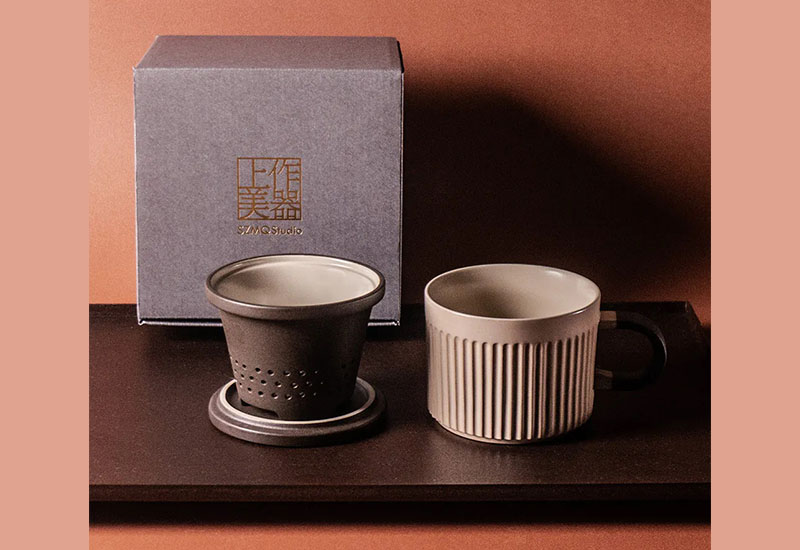 上作美器 尊爵版-直紋馬克杯250ml(米褐色)